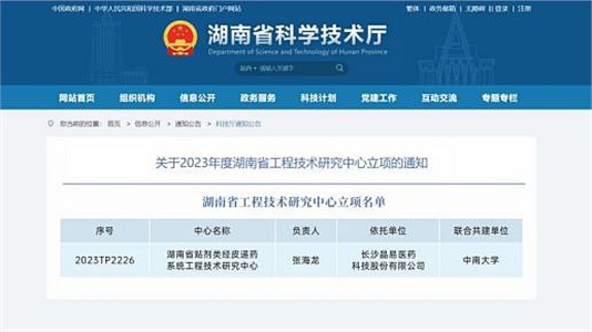 晶易醫藥“湖南省貼劑類經皮遞藥系統工程技術研究中心”成功立項！
